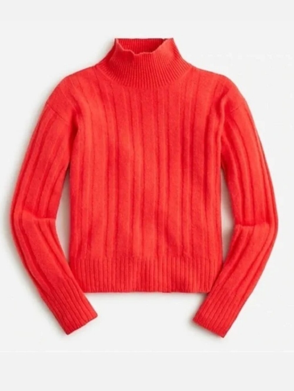 J. Crew Ribbed Mockneck Sweater M Supersoft Yarn Red Poppy Wool Alpaca Blend M